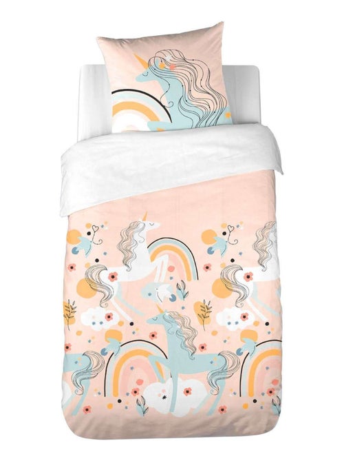 Parure de lit enfant en poly coton motif licorne - Kiabi