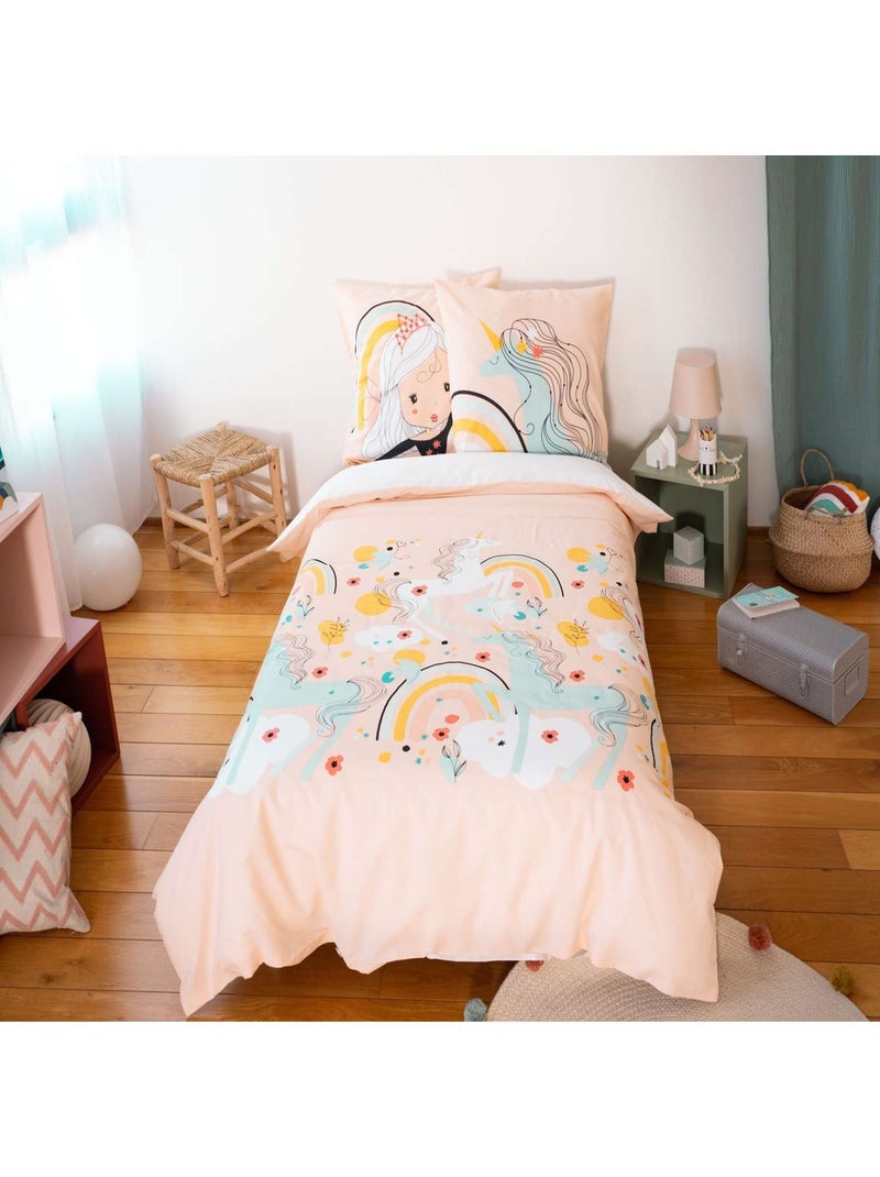 Parure de lit enfant en poly coton motif licorne Multicolore - Kiabi