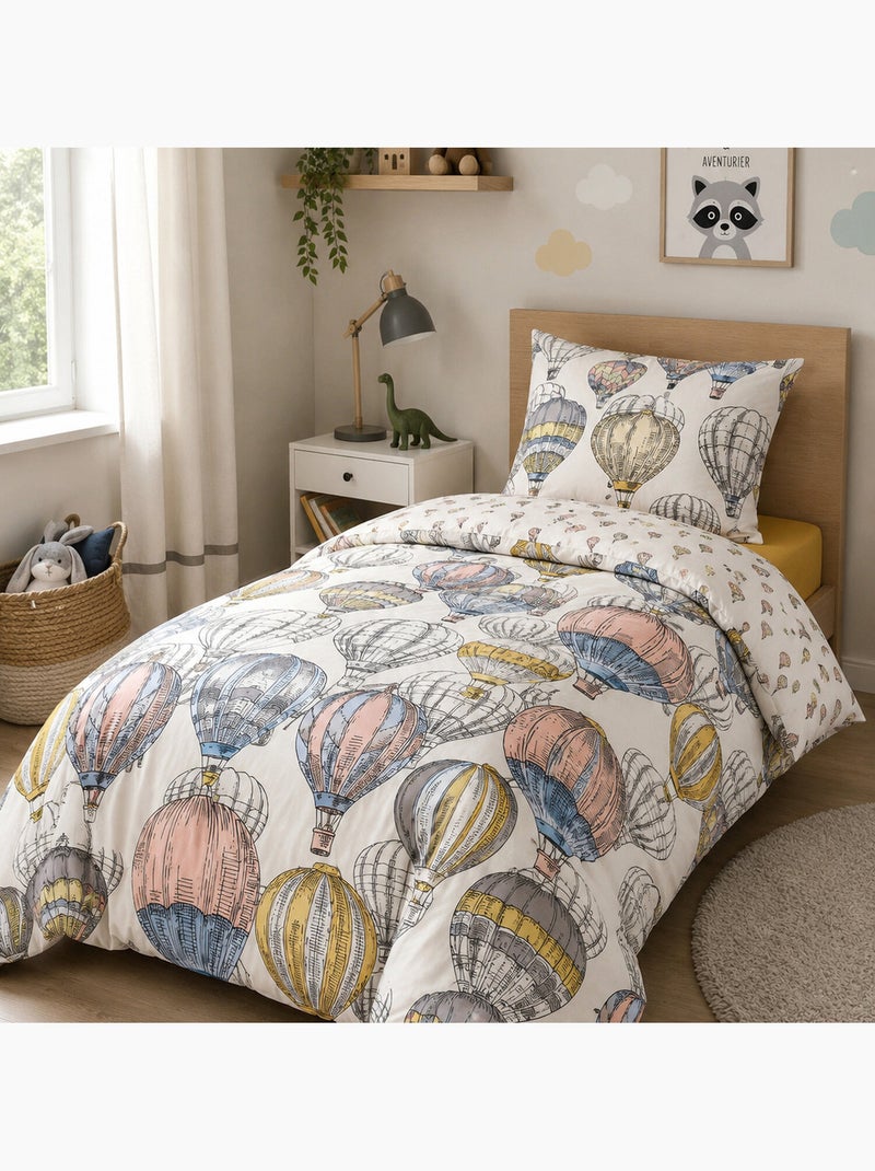 Parure de lit enfant en polycoton montgolfière - Cappadocia Multicolore - Kiabi