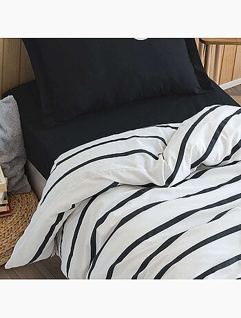 Parure de lit enfant en polycoton rayures - Funny