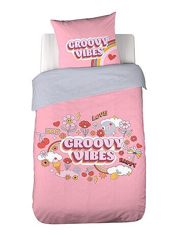 Parure de lit enfant en polyester motif coloré fun GROOVY VIBES