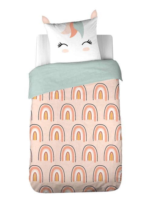 Parure de lit enfant en polyester motif licorne avec oreilles ludiques - Kiabi