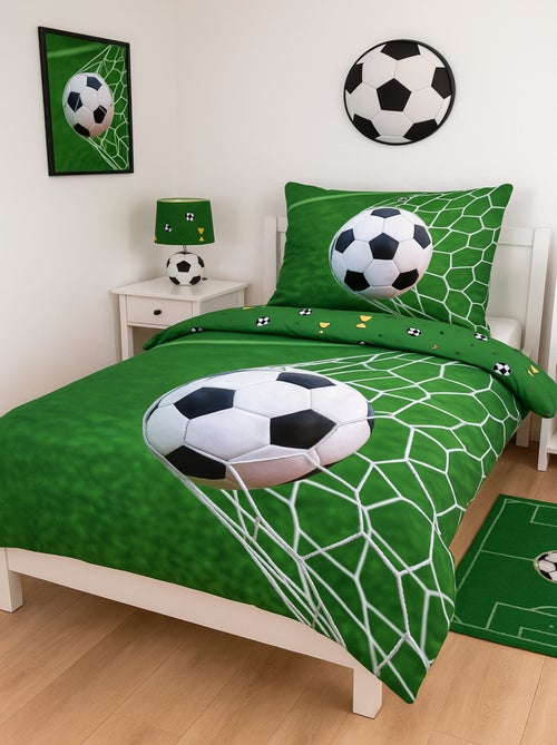 Parure de Lit Enfant Football, 100% Coton Oeko-Tex, Imprimée Réversible, Lit 1 Place, BALLON - Kiabi