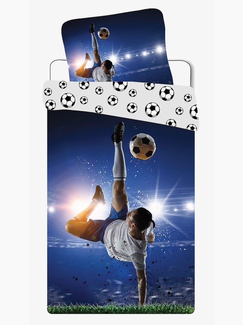 Parure de Lit Enfant Football Bleue, 100% coton Oeko Tex, Lit 1 place, BUT - Kiabi