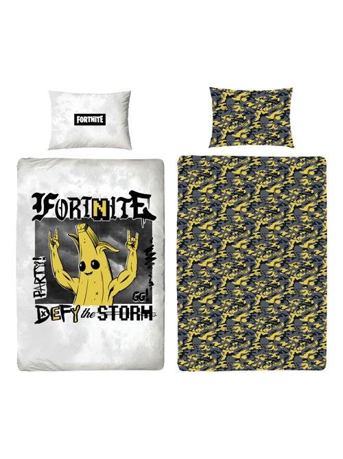 Parure de Lit Enfant Fortnite, Microfibre Oeko-Tex, Imprimée Réversible, Lit 1 place, BANANE - Kiabi