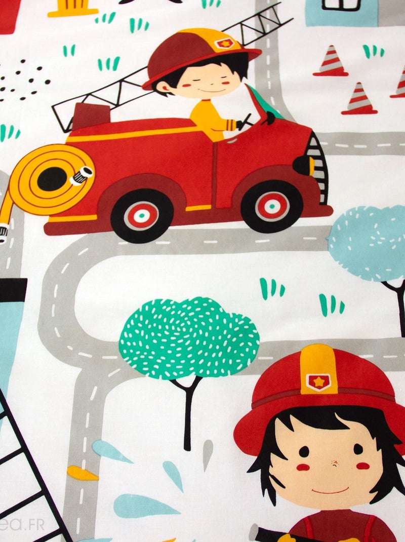 Parure de lit enfant FUEGO en coton BCI adouci Bleu - Kiabi