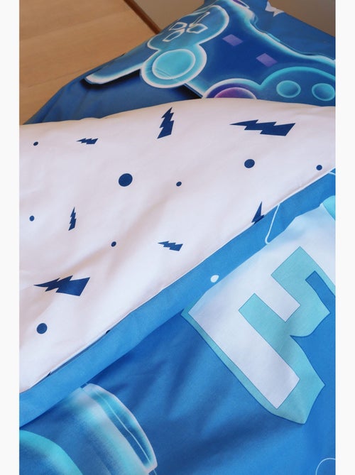 Parure de Lit Enfant Gamer Bleue, 100% Coton Oeko-Tex, Lit 1 place, GAMING - Kiabi