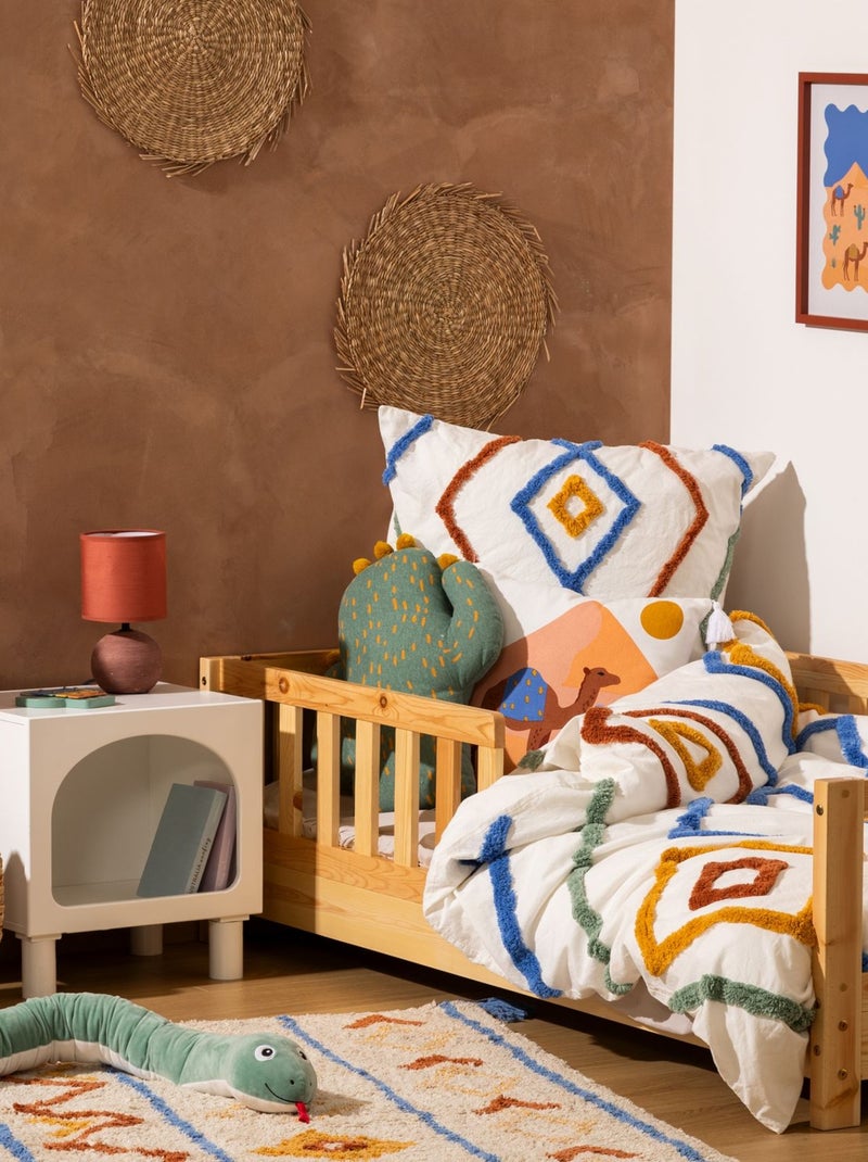 Parure de lit enfant géométrique - 100% coton lavé et tufté Blanc - Kiabi