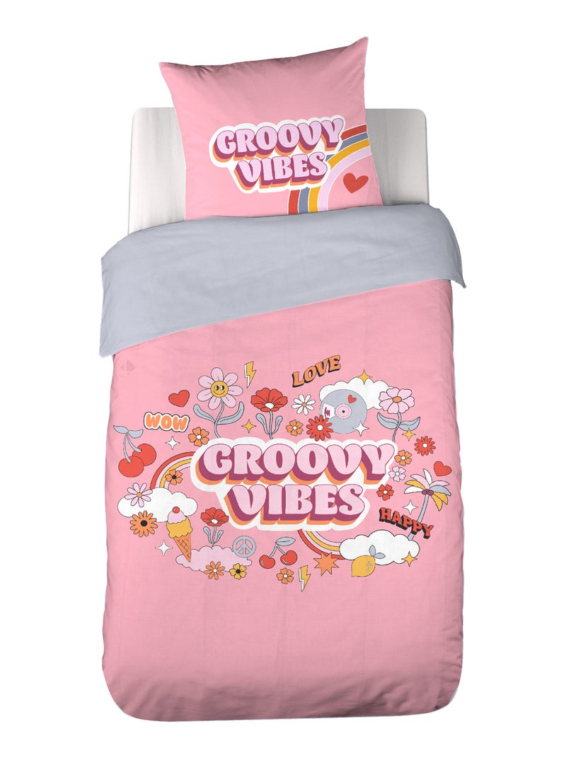 Parure de lit enfant GROOVY VIBES en microfibre Rose - Kiabi