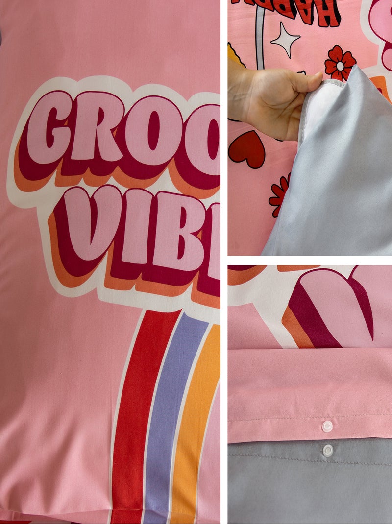 Parure de lit enfant GROOVY VIBES en microfibre Rose - Kiabi