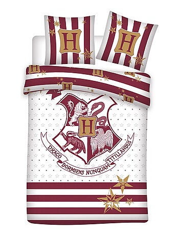 Parure de Lit Enfant Harry Potter 100% Coton Bio Lit 1 place, POUDLARD