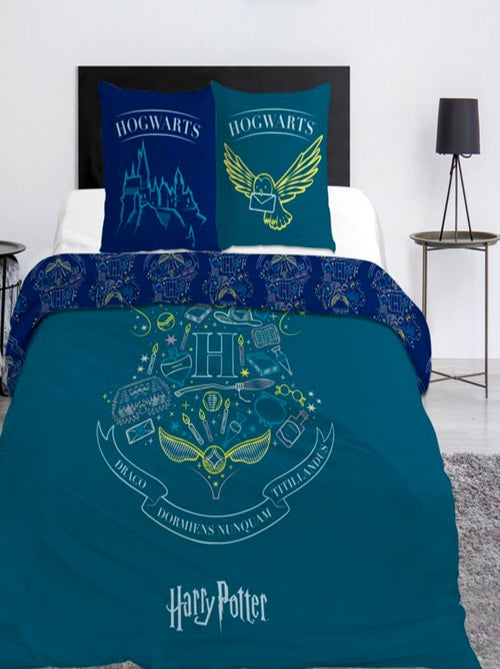 Parure de Lit Enfant Harry Potter Imprimée Réversible Lit 2 Places, BLASONS BLEU - Kiabi