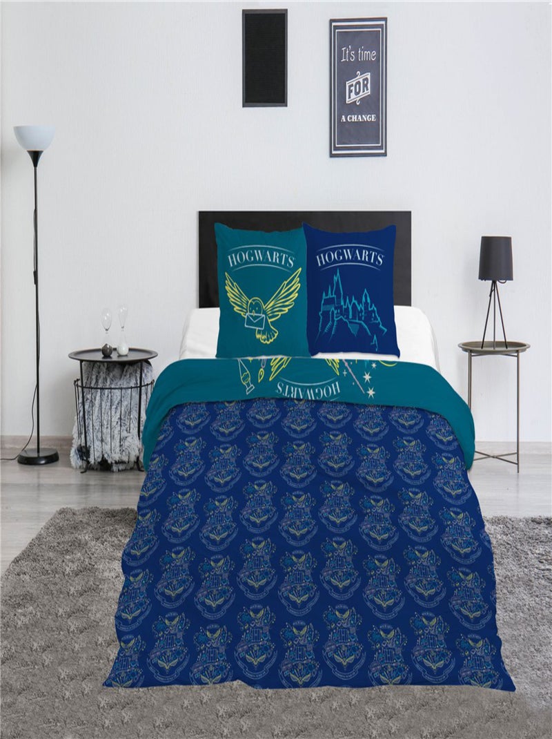 Parure de Lit Enfant Harry Potter Imprimée Réversible Lit 2 Places, BLASONS BLEU Bleu - Kiabi