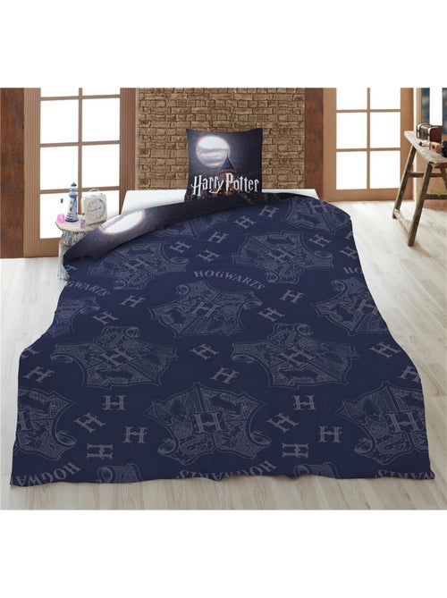Parure de Lit Enfant Harry Potter Polycoton Imprimée Réversible Lit 1 place, POUDLARD - Kiabi