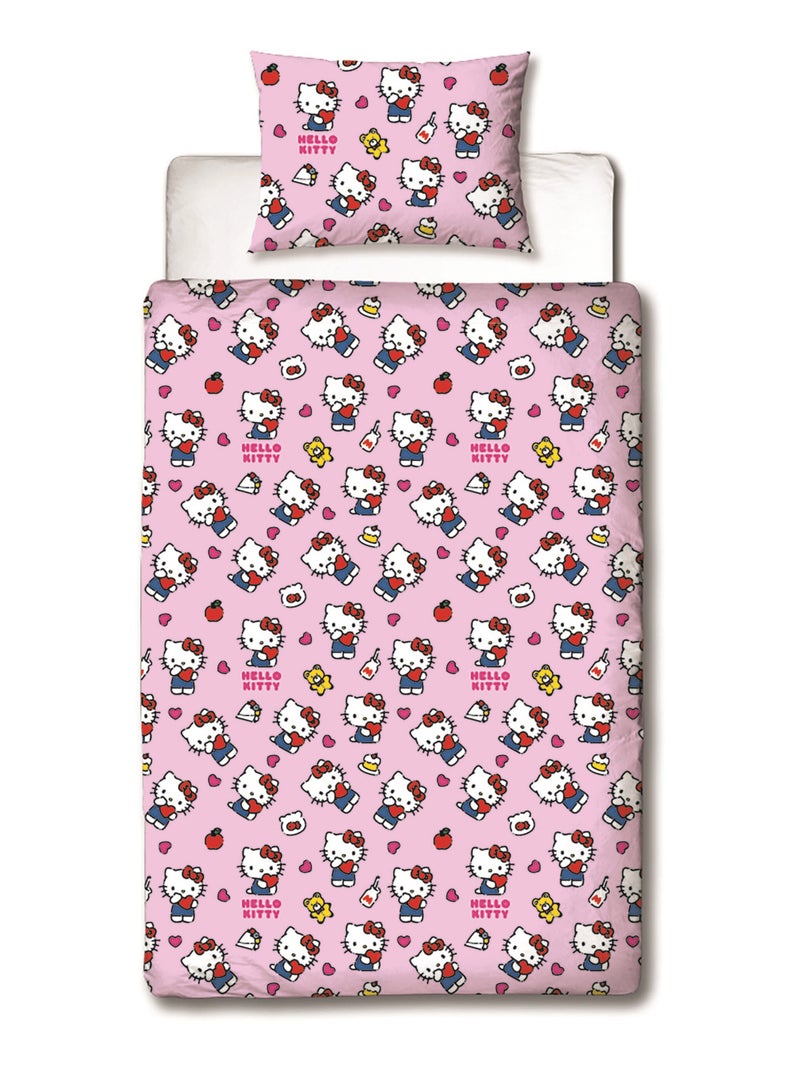 Parure de Lit Enfant Hello Kitty, Microfibre Oeko-Tex, Imprimée Réversible, Lit 1 place, CUTE Rose - Kiabi