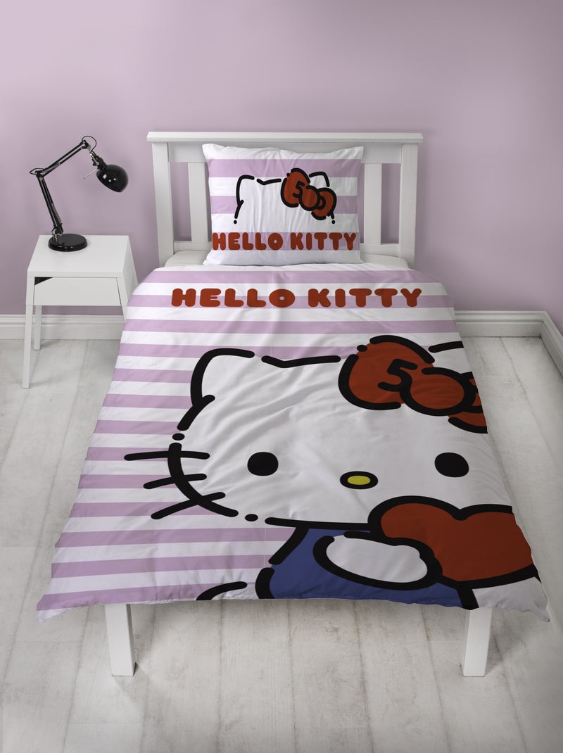 Parure de Lit Enfant Hello Kitty, Microfibre Oeko-Tex, Imprimée Réversible, Lit 1 place, CUTE Rose - Kiabi