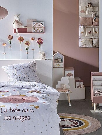 Parure de lit enfant imprimé coton LA TETE DANS LES NUAGES
