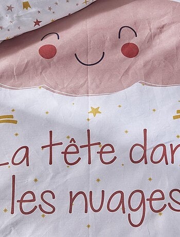 Parure de lit enfant imprimé coton LA TETE DANS LES NUAGES