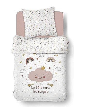 Parure de lit enfant imprimé coton LA TETE DANS LES NUAGES