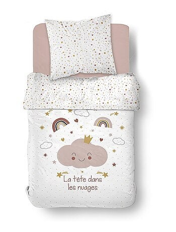Parure de lit enfant imprimé coton LA TETE DANS LES NUAGES