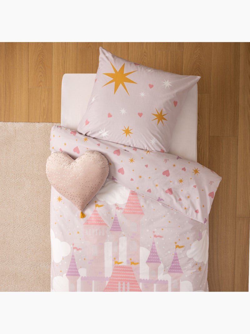 Parure de lit enfant imprimée CHATEAU Rose - Kiabi