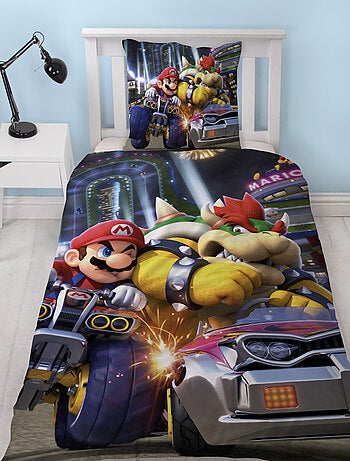 Parure de Lit Enfant Imprimée Réversible Mario KART