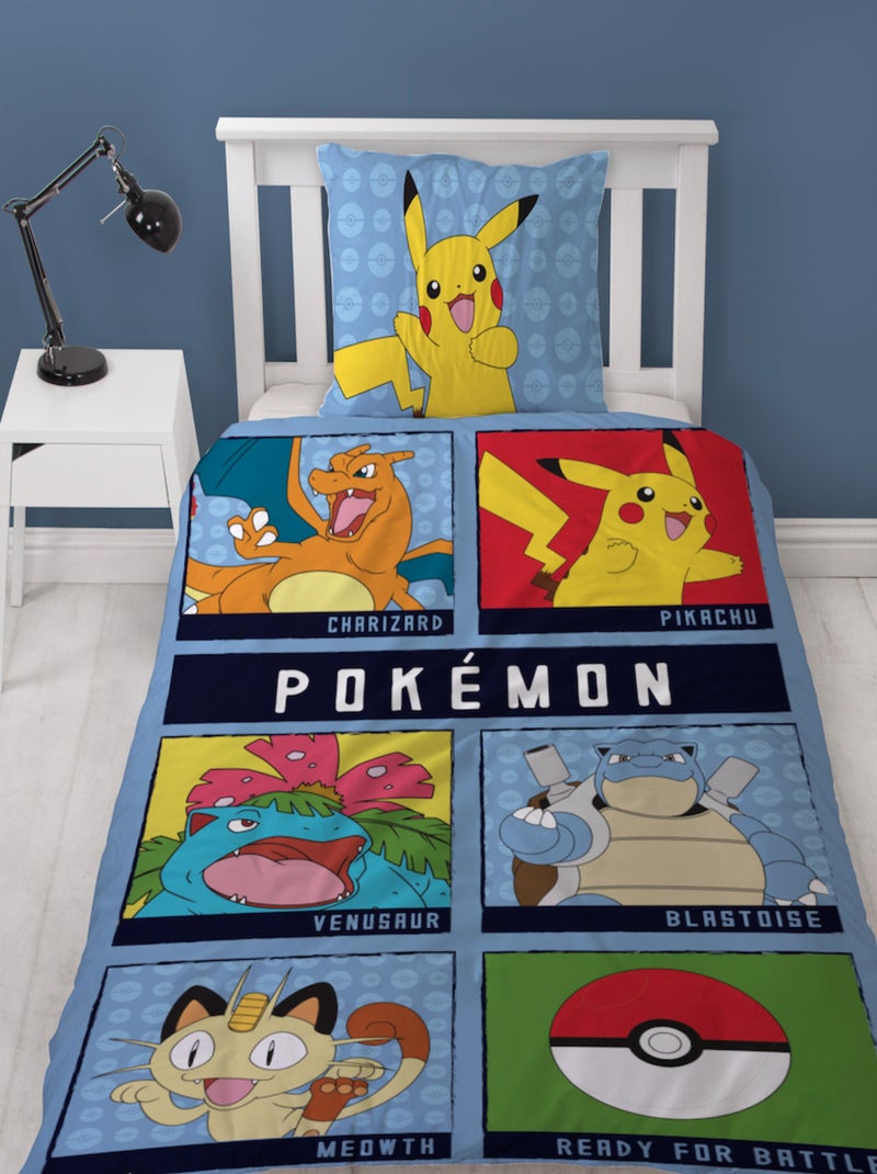 Parure de Lit Enfant Imprimée Réversible Pokémon BATTLE Bleu - Kiabi