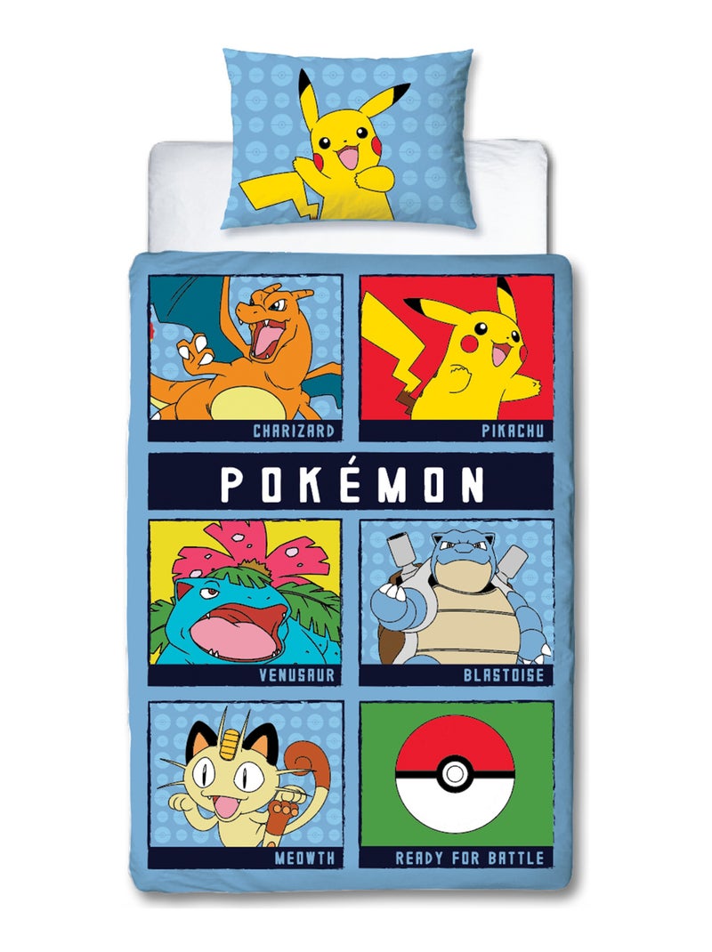 Parure de Lit Enfant Imprimée Réversible Pokémon BATTLE Bleu - Kiabi