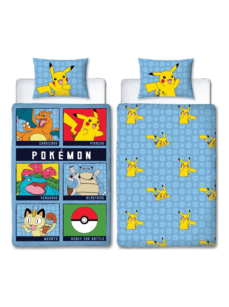 Parure de Lit Enfant Imprimée Réversible Pokémon BATTLE Bleu - Kiabi