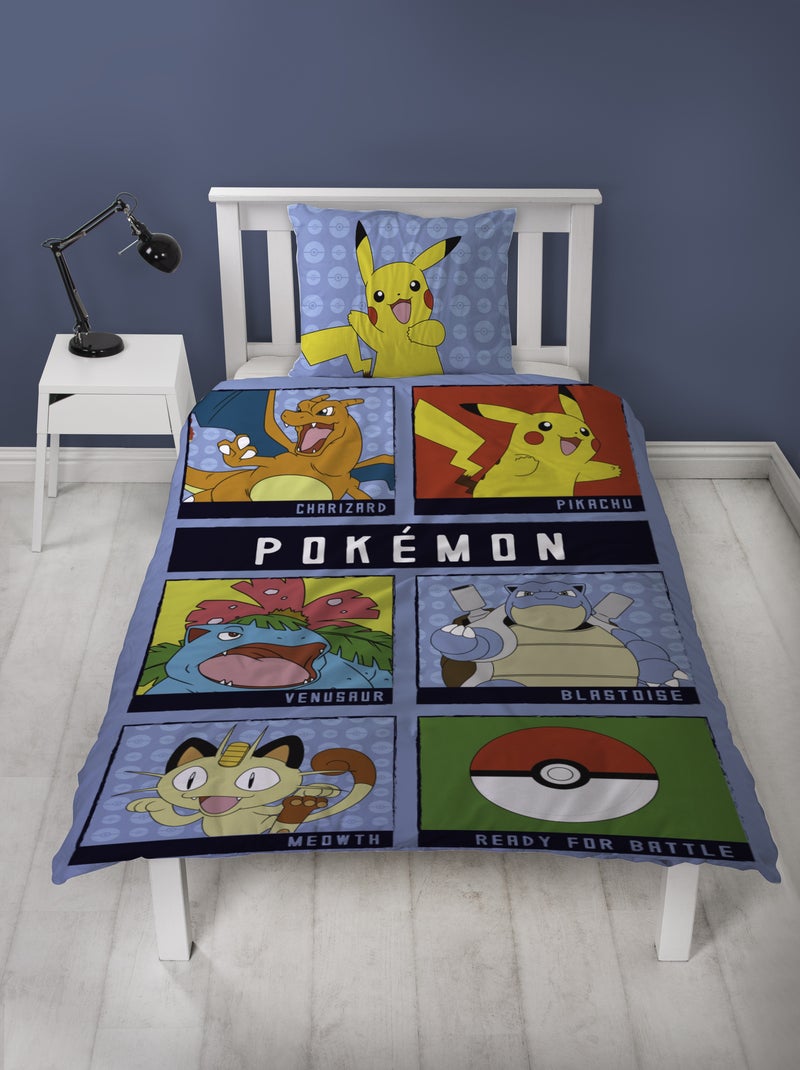 Parure de Lit Enfant Imprimée Réversible Pokémon BATTLE Bleu - Kiabi