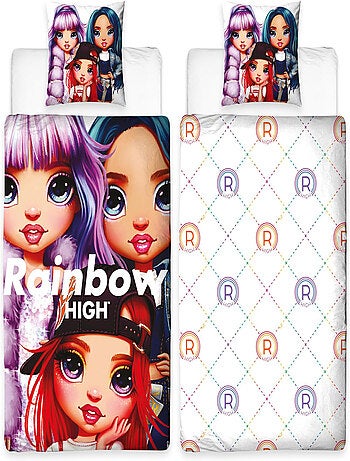 Parure de Lit Enfant Imprimée Réversible, Rainbow High Faces