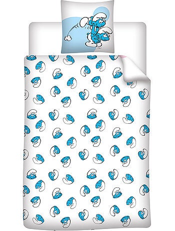 Parure de Lit Enfant Les Schtroumpfs 140x200 cm + Taie 65x65 cm Polycoton