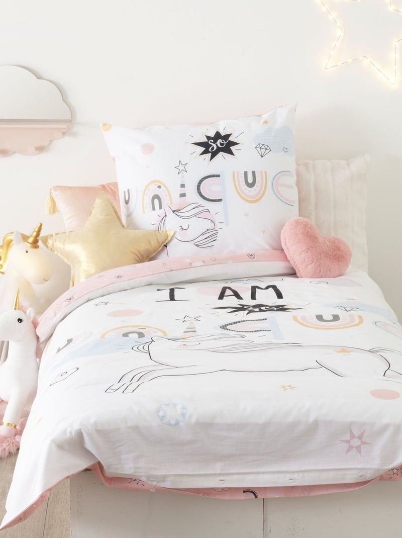 Parure de lit enfant licorne - 100% coton 57 fils/cm² Blanc - Kiabi