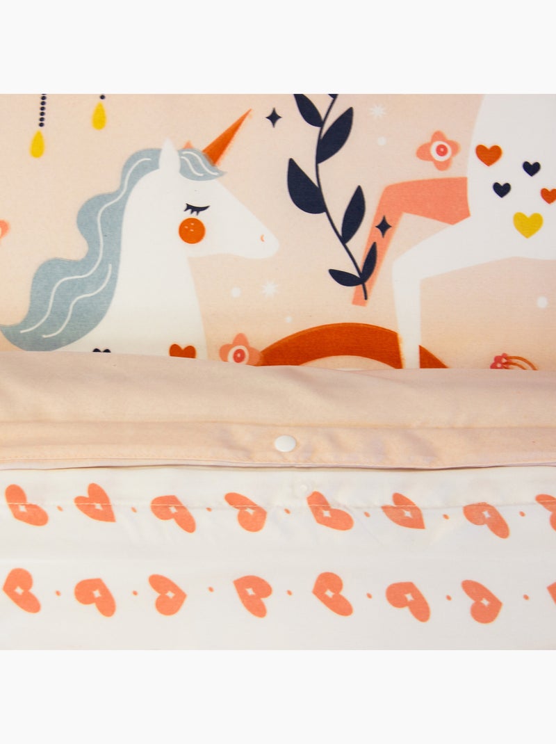 Parure de lit enfant licorne avec poche pour doudou Rose - Kiabi