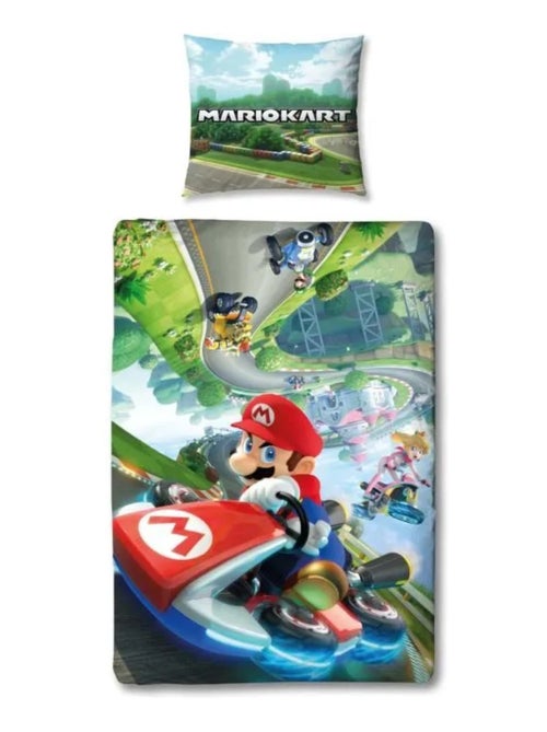 Parure de Lit Enfant Mario Kart, Microfibre Oeko-Tex, Imprimée Réversible, Lit 1 place, KARTING - Kiabi