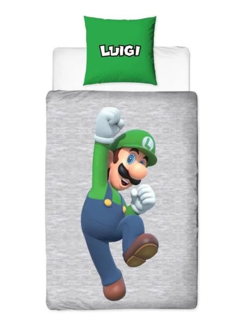 Parure de Lit Enfant Mario, Microfibre Oeko-Tex, Imprimée Réversible, Lit 1 place, LUIGI - Kiabi