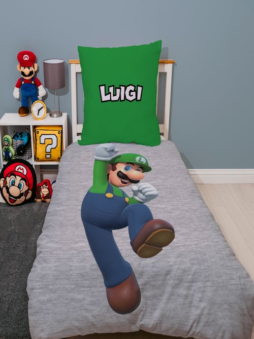 Parure de Lit Enfant Mario, Microfibre Oeko-Tex, Imprimée Réversible, Lit 1 place, LUIGI - Kiabi