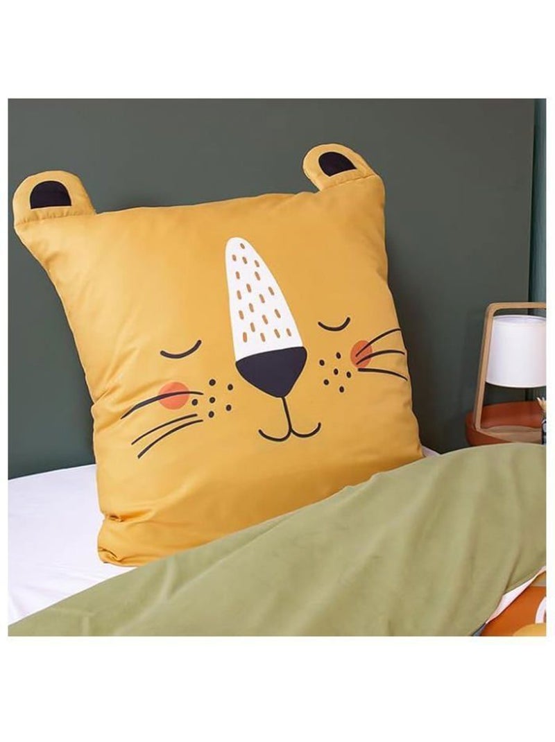 Parure de lit enfant microfibre lion - 2 pièces Jaune - Kiabi