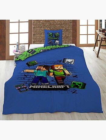 Parure de Lit Enfant Minecraft 140x200 cm + Taie 63x63 cm 100% Polyester