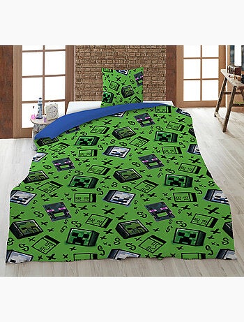 Parure de Lit Enfant Minecraft 140x200 cm + Taie 63x63 cm 100% Polyester