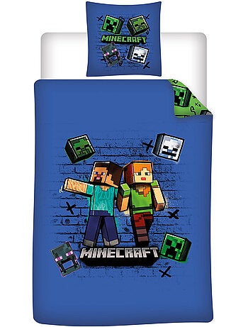 Parure de Lit Enfant Minecraft 140x200 cm + Taie 63x63 cm 100% Polyester