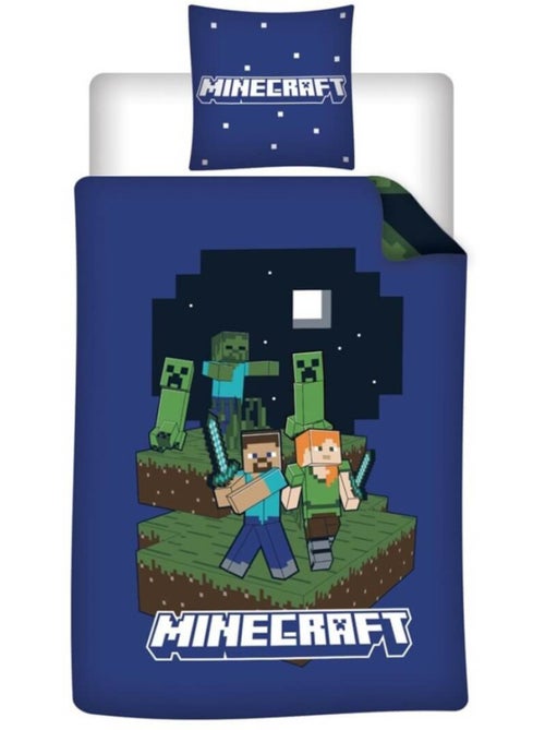 Parure de Lit Enfant Minecraft 140x200 cm + Taie 65x65 cm Polycoton - Kiabi