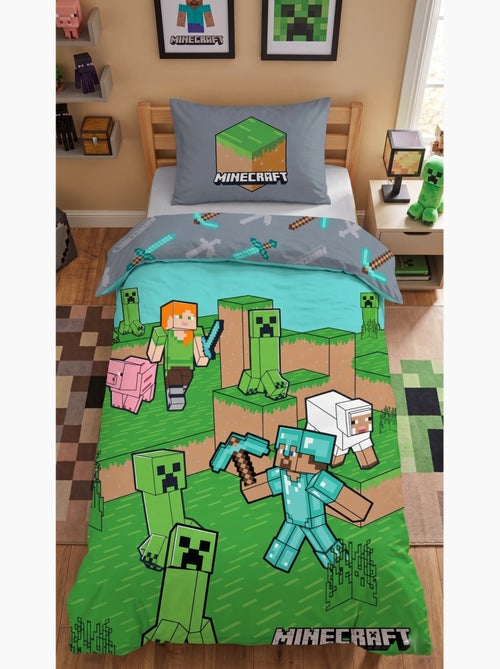 Parure de Lit Enfant Minecraft Animaux, 100% Coton Oeko-Tex, Lit 1 place - Kiabi Parure de Lit Enfant Minecraft Animaux, 100% Coton Oeko-Tex, Lit 1 place - Kiabi