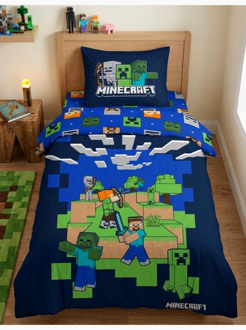 Parure de Lit Enfant Minecraft Back, 100% Coton Oeko-Tex, Lit 1 place - Kiabi Parure de Lit Enfant Minecraft Back, 100% Coton Oeko-Tex, Lit 1 place - Kiabi