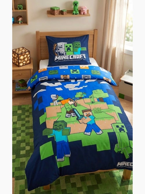 Parure de Lit Enfant Minecraft Back, 100% Coton Oeko-Tex, Lit 1 place - Kiabi Parure de Lit Enfant Minecraft Back, 100% Coton Oeko-Tex, Lit 1 place - Kiabi