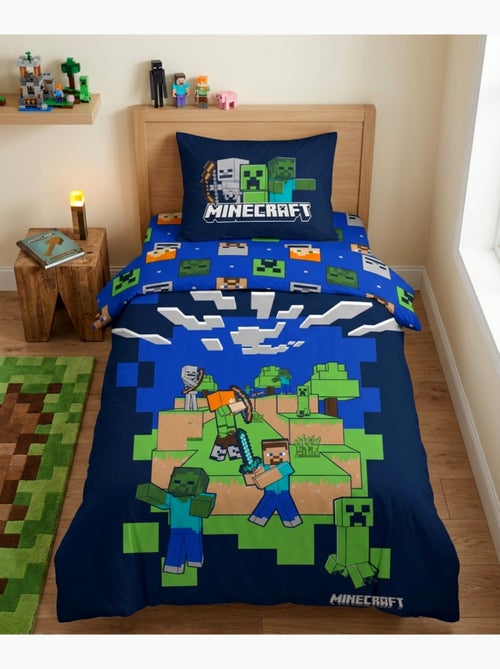 Parure de Lit Enfant Minecraft Back, 100% Coton Oeko-Tex, Lit 1 place - Kiabi Parure de Lit Enfant Minecraft Back, 100% Coton Oeko-Tex, Lit 1 place - Kiabi