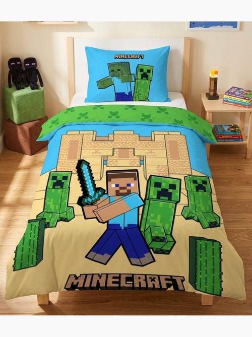 Parure de Lit Enfant Minecraft Châteaux, 100% Coton Oeko-Tex, Lit 1 place - Kiabi