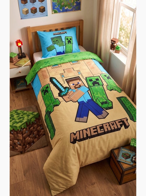 Parure de Lit Enfant Minecraft Châteaux, 100% Coton Oeko-Tex, Lit 1 place - Kiabi