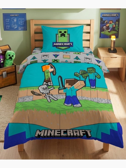 Parure de Lit Enfant Minecraft Combat, 100% Coton Oeko-Tex, Lit 1 place - Kiabi Parure de Lit Enfant Minecraft Combat, 100% Coton Oeko-Tex, Lit 1 place - Kiabi