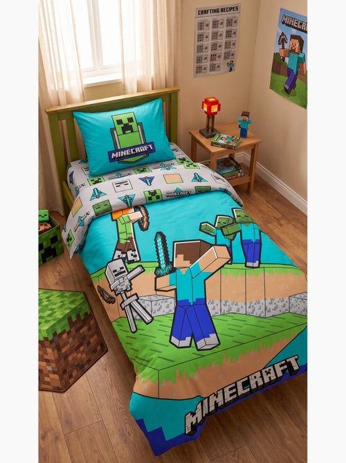 Parure de Lit Enfant Minecraft Combat, 100% Coton Oeko-Tex, Lit 1 place - Kiabi Parure de Lit Enfant Minecraft Combat, 100% Coton Oeko-Tex, Lit 1 place - Kiabi